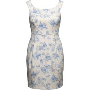Disney Cinderella Toile de Jouy Fit and Flare Dress Blue White Whimsical Sz16